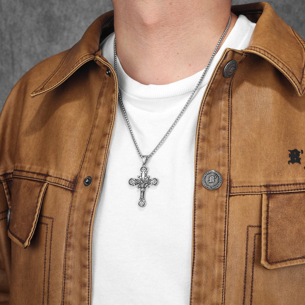 Jesus Cross Pendant Necklace — Stainless Steel