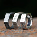 2023 New Creative Style 316L Stainless Steel Hexagon Viking Nordic Runes Ring For Men Fashion Biker Cool Jewelry Gift