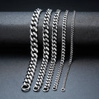 3.5mm Silver Color Stainless Steel Cuban Chain Necklace Hip Hop Men Necklace Simple Jewelry Necklace For Women