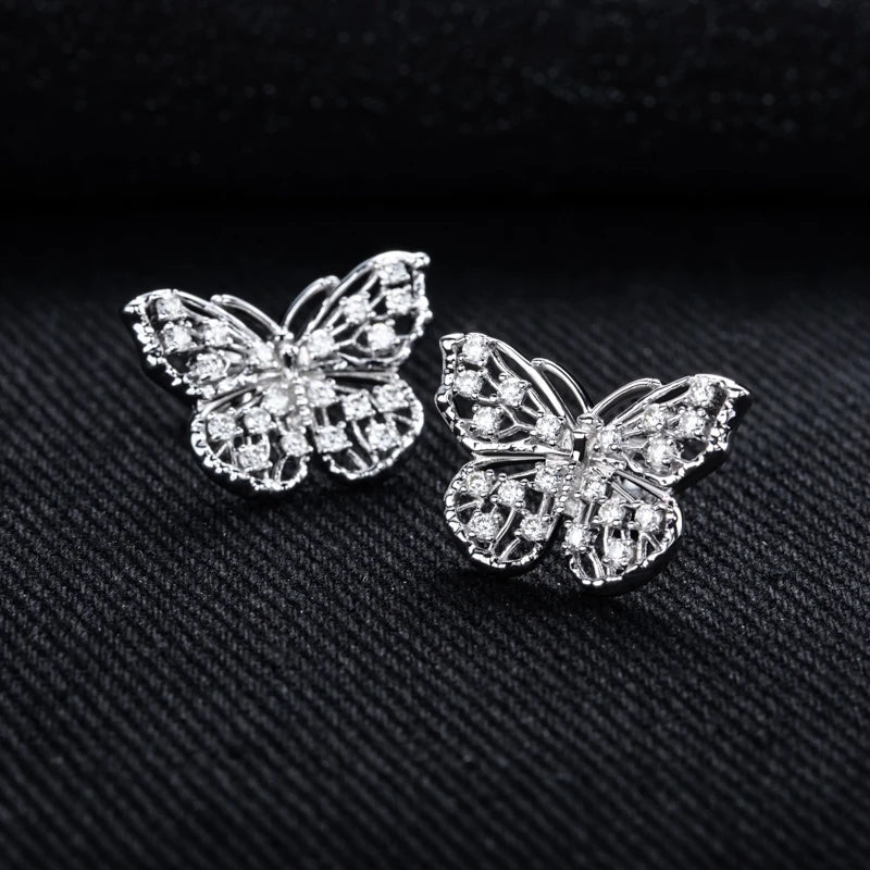 Iced Out Butterfly Earrings — 925 Silver