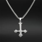 Cross Silver Choker Chain Necklace — Stainless Steel