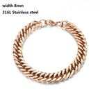 316L Stainless Steel Cuban Chain Bracelet for Men Women Figaro Vintage Metal Viking Kpop Pulseras Emo Cute Luxury