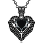 Iced Out Skull Black Pendant Necklace