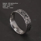 Vintage 925 Sterling Silver Wedding Band Ring with Tangcao Pattern for Men and Women Christmas Party Jewelry Gift Accessories