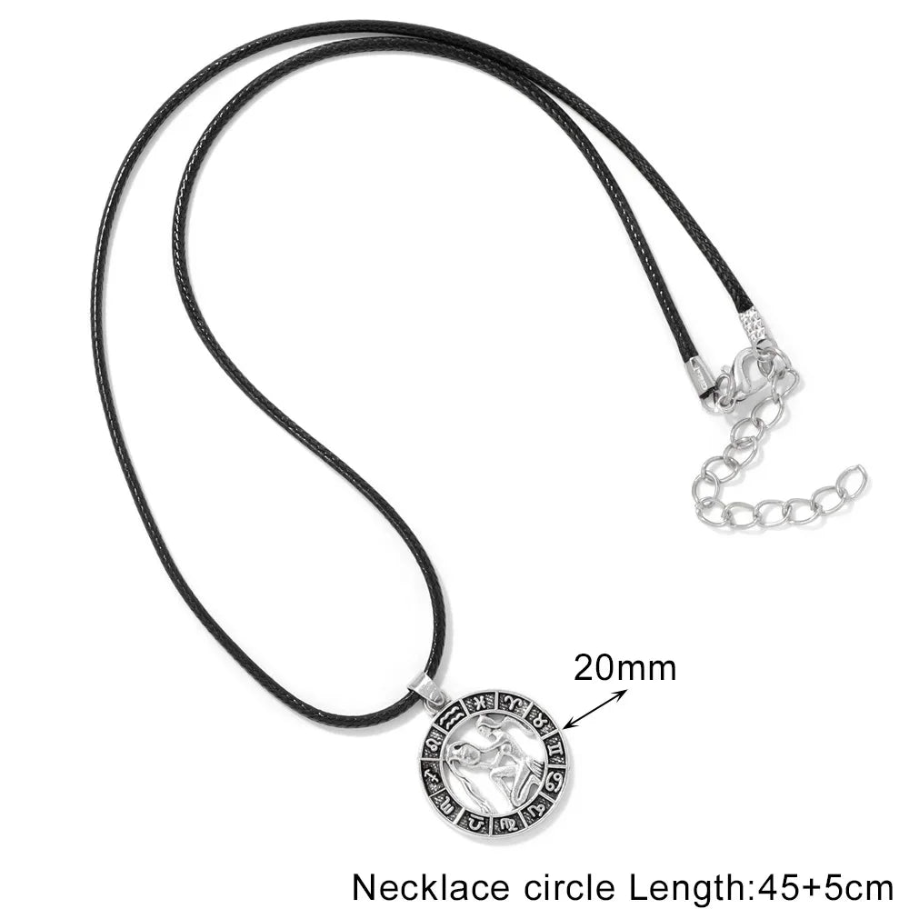 12 Horoscope Pendant Necklace For Women Men Silver Color Aries Leo 12 Constellations Zodiac Sign Necklaces Choker
