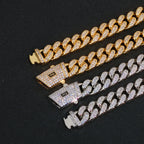 Gold Cuban Bracelet Iced Out 12MM Monaco 18K