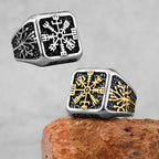 Vintage Stainless Steel Viking Amulet Ring Norse Compass Runes Men and Women Rings Teens Multi Style Jewelry Boyfriend