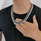 Gold Cuban Chain Necklace Iced Out 18MM 3-Row
