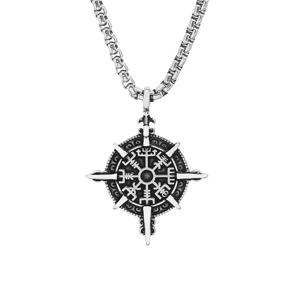 Viking Vegvisir Compass Pendant — Stainless