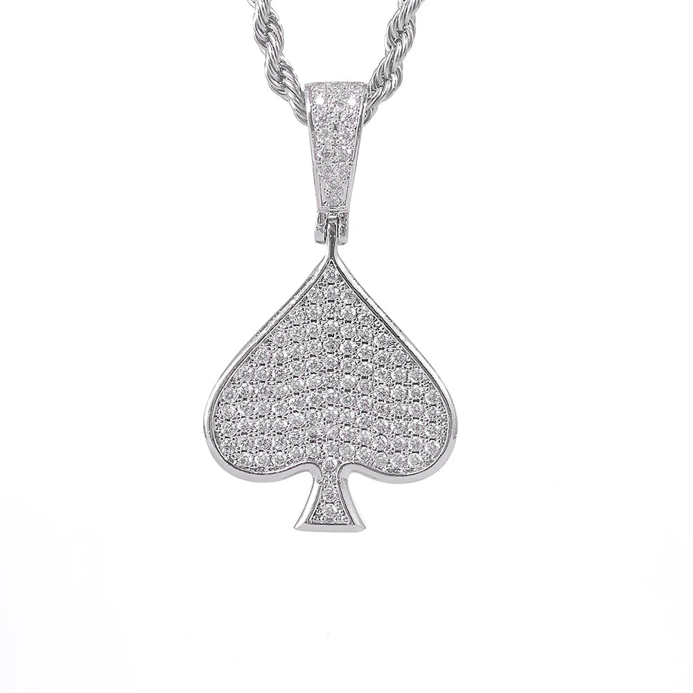 925 Silver VVS Moissanite Ace Spade Pendant