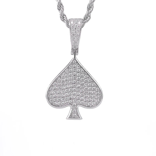 925 Silver VVS Moissanite Ace Spade Pendant