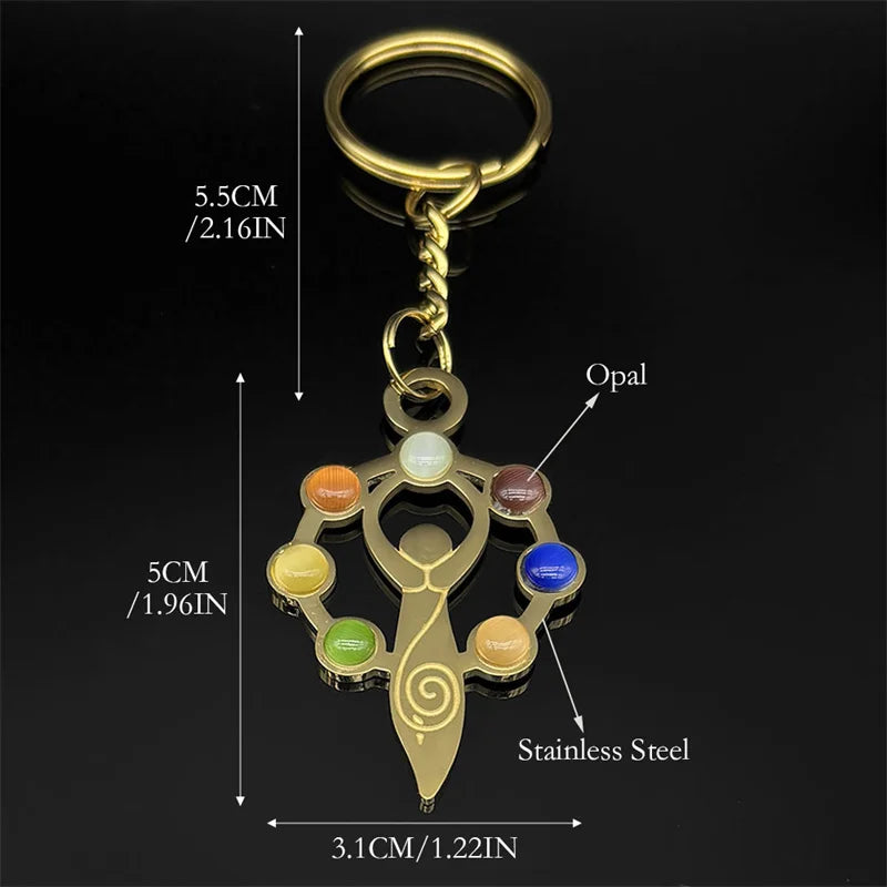Key Gold Chain Chakra Stone Yoga Reiki Spiritual