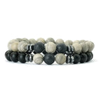 10 Styles 2Pcs Men Bracelet Set 8mm Tiger Eyes Malachite Obsidian Hematite Stone Positive Energy Healing Strand Braslet Homme