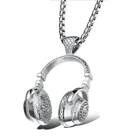 European And N Accessories Hip-hop Rock Music Alloy Headphone Necklace Pendant Titanium Steel Lovers Necklace