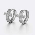 Cross Iced Out Earrings Stainless Steel CZ