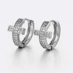 Cross Iced Out Earrings Stainless Steel CZ