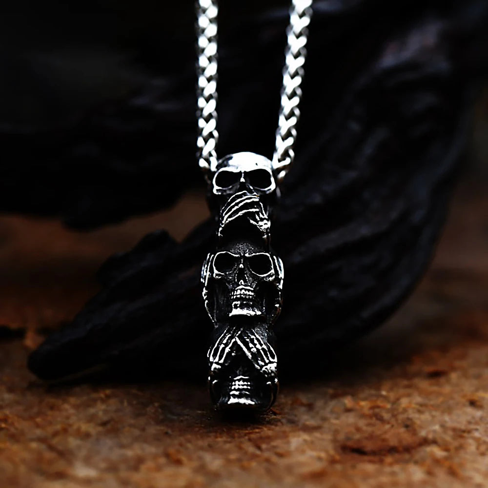 Gothic Skull Steel Pendant Vintage Unique Punk