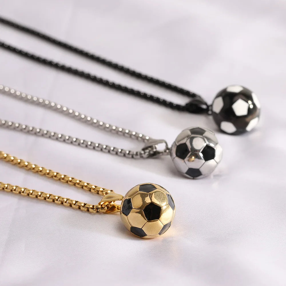 Football Soccer Steel Pendant 316L Necklace