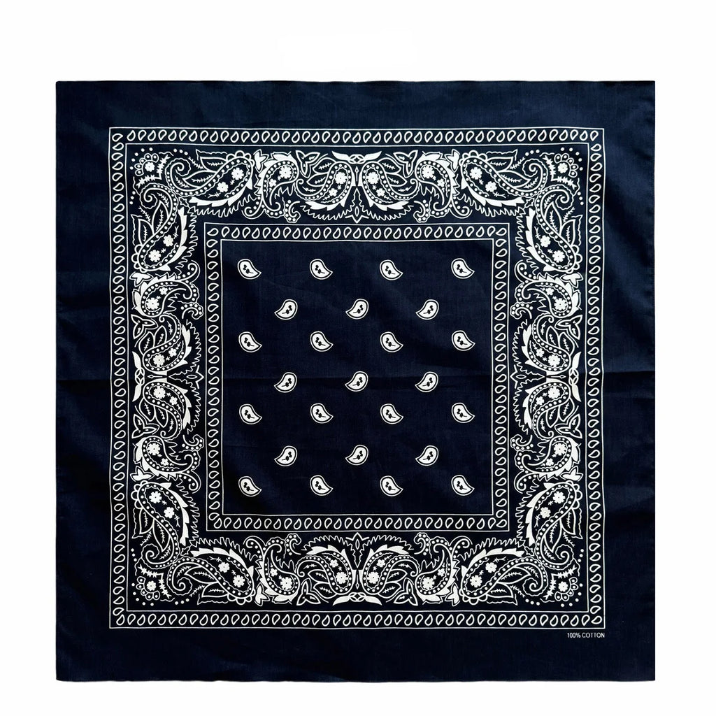 70CM Oversized Hip Hop Amoeba Cashew Cotton Square Bandana Scarf Headband Black Paisley Gifts For Men/Boys/Girls