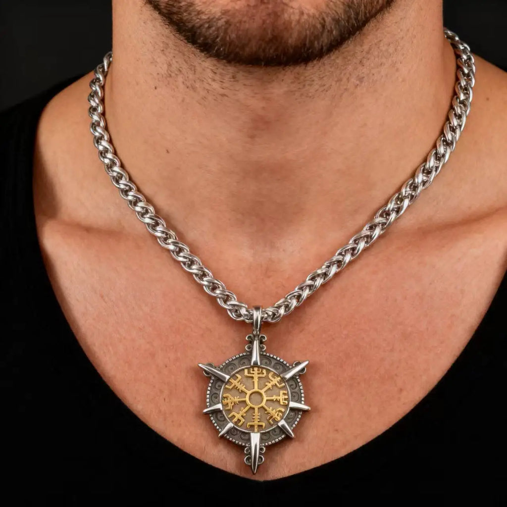 Compass Viking Steel Pendant 316L Rune