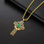 Celtic Cross Shamrock Claddagh Pendant Necklace — Stainless Steel