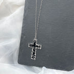 Y2k Black Series Cross And Bat Pendants Unisex Necklace Stainless Steel Chain Jewelry for Men And Women