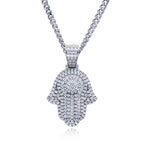 Iced Out Hamsa Pendant — 925 Silver