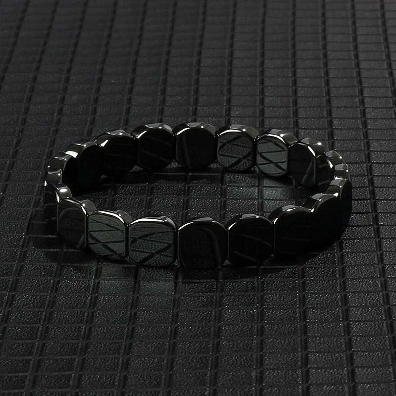 Hematite Therapy Stretch Bracelet — Mixed Metal