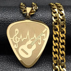 Guitar Pick Gold Pendant Necklace — Stainless Steel