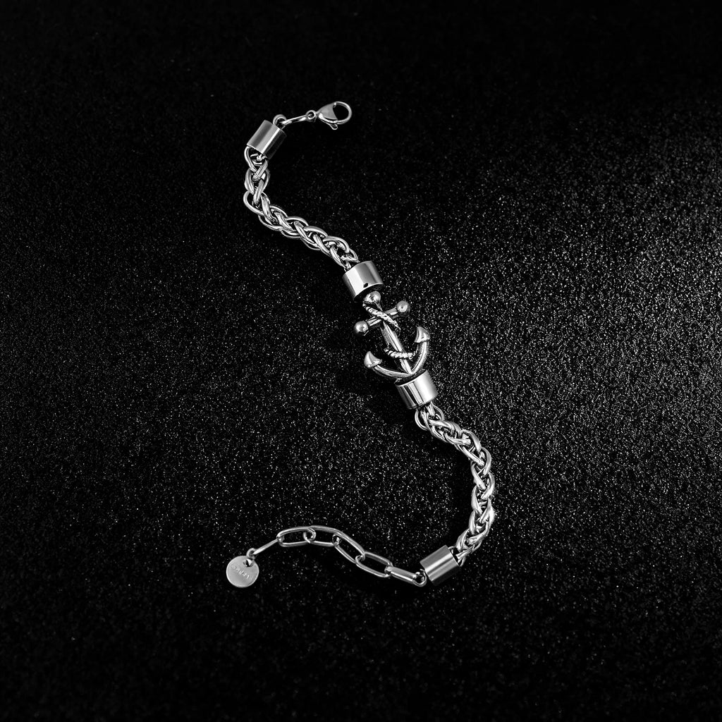 Nautical Anchor Bracelet — Adjustable Chain, Stainless Steel