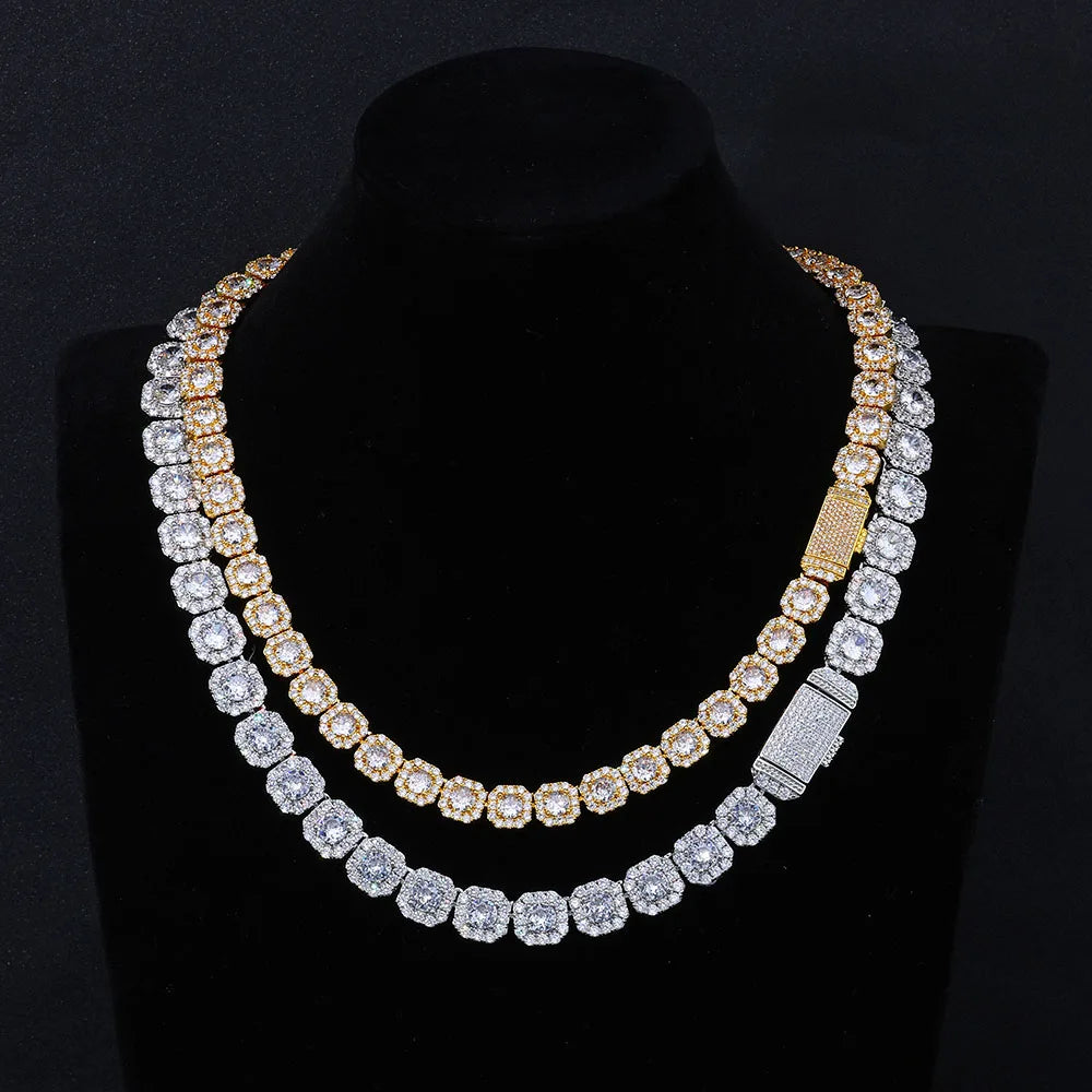 Tennis Necklace Moissanite VVS1 10MM Cluster