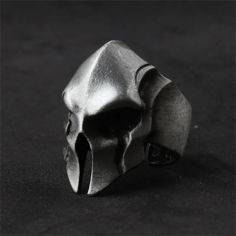 Simple Niche Retro Trend Helmet Skull Ring Personalized Open Spartan Warrior Mask Men's Ring Trend Accessories Jewelry