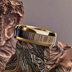 Blue Abalone Shell Inlay Rings for Men, Fashion 8mm Black Brushed Men Stainless Steel Rings, Wedding Band Jewelry Gift