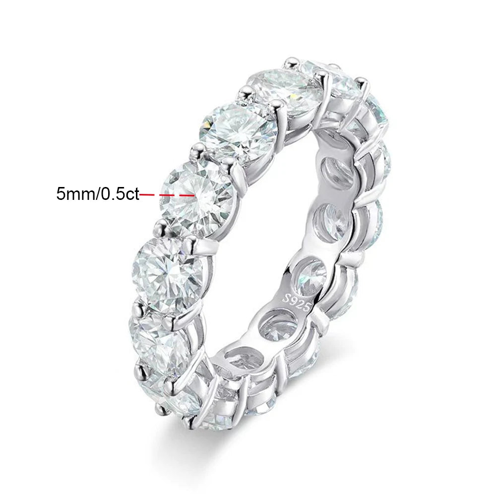 5mm D Color Moissanite Row Ring 925 Sterling Silver Diamond Wedding Band Rings For Women Certified Fine Jewelry Gift