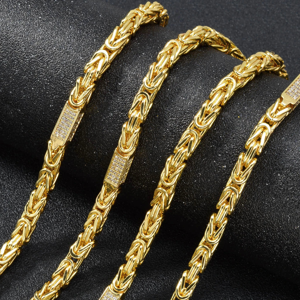 Dubai 18k Gold-Plated Men's and Women's Necklace Multi-Layer Woven Three-Dimensional Zirconia Hip-Hop Party Jewelry