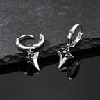 Hip Hop Star Hoop Earrings for Men,Black Zircon Star Copper Hoop Earrings,Trendy Jewelry Gift