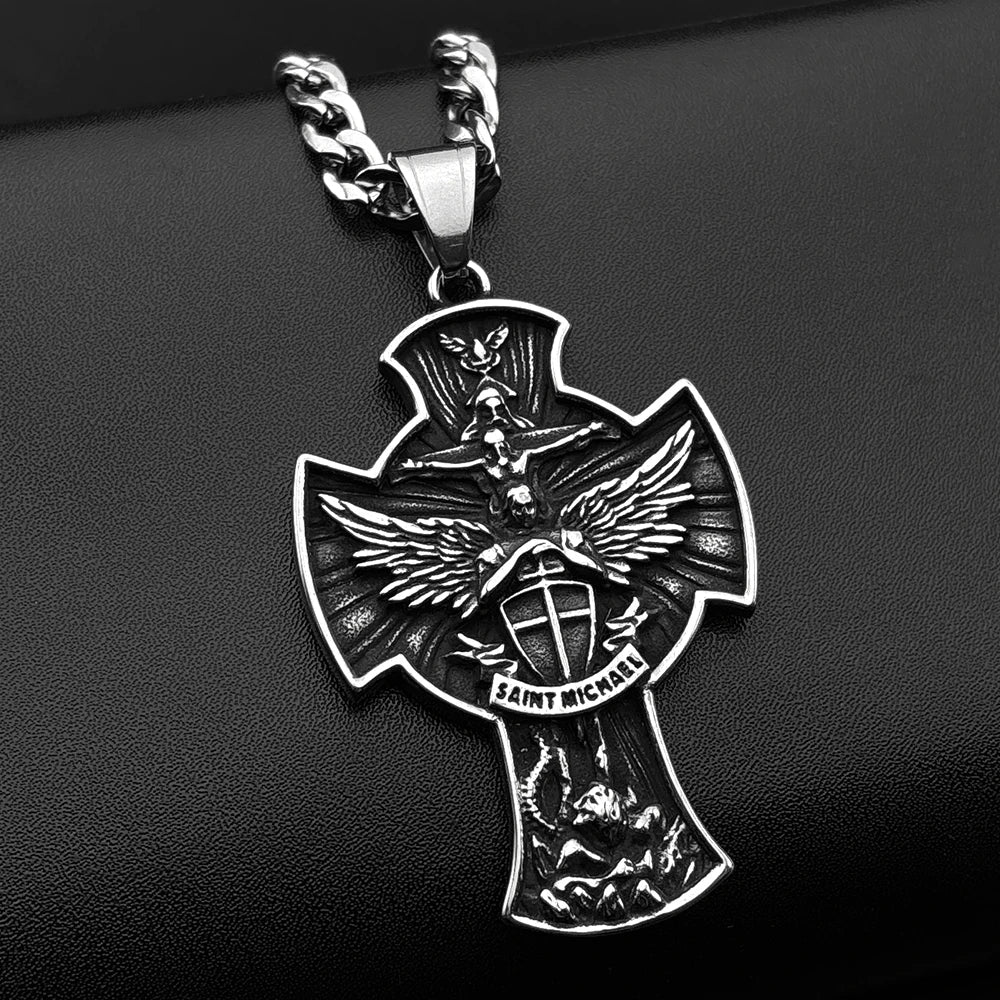 Archangel Michael Wings Pendant — Stainless Steel