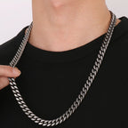 Vintage 8/10MM Curb Chain Necklace for Men Brushed Matte Stainless Steel Cuban Link Men's Boys Neck Chains Male Choker