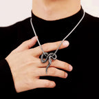 Retro Gothic Three Headed Long Snake Pendant Necklace Stainless Steel Punk Biker Snake Necklace For Men Women Fashion Jewelry