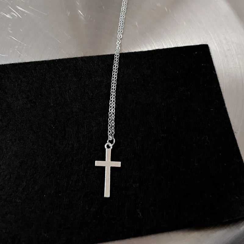Y2K Star Cross Pendant Necklace — Stainless Steel