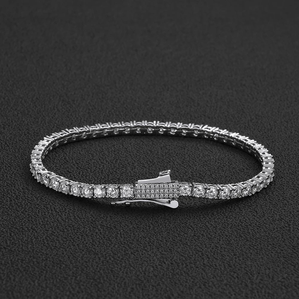 Iced Out CZ Tennis Chain Necklace, 4mm — Copper Alloy