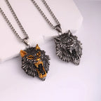 1PC INGCHAU Vintage Stainless Steel Myth of Europe Viking Wolf Head Necklace For Men Animal Amulet Necklace Men Jewelry