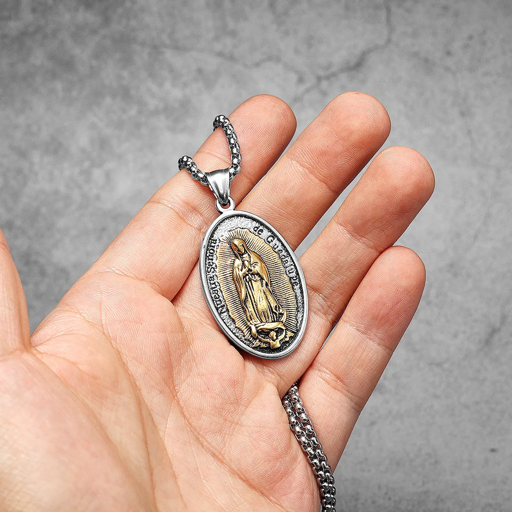 Guadalupe Pendant Necklace Stainless Steel Vintage
