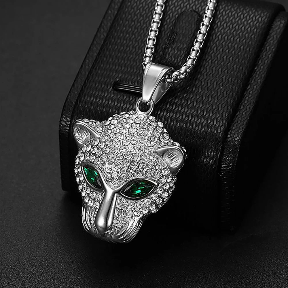 Vintage Leopard Head Pendant Necklace — Stainless Steel