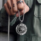 Silver Eye of Horus Pendant Necklace Statement