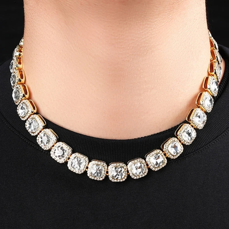 HNSP 12MM Ice Chain Necklace Bracelet For Men Women Neck Hip Hop Tennis Chain Jewelry Accessories