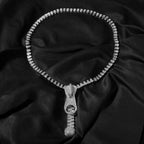 Iced Out Zipper Necklace — Two-Tone CZ Pave, 28 Inch