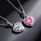 Iced Out Heart Pendant Necklace Stainless Steel CZ