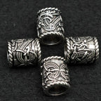 4pcs Viking Dragon Hair Braid Beads — Silver-Tone