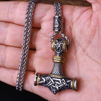 Multi Style Beaded Viking Thor's Hammer Pendant Necklace Stainless Steel Necklace Men Biker Mjolnir Amulet Jewelry